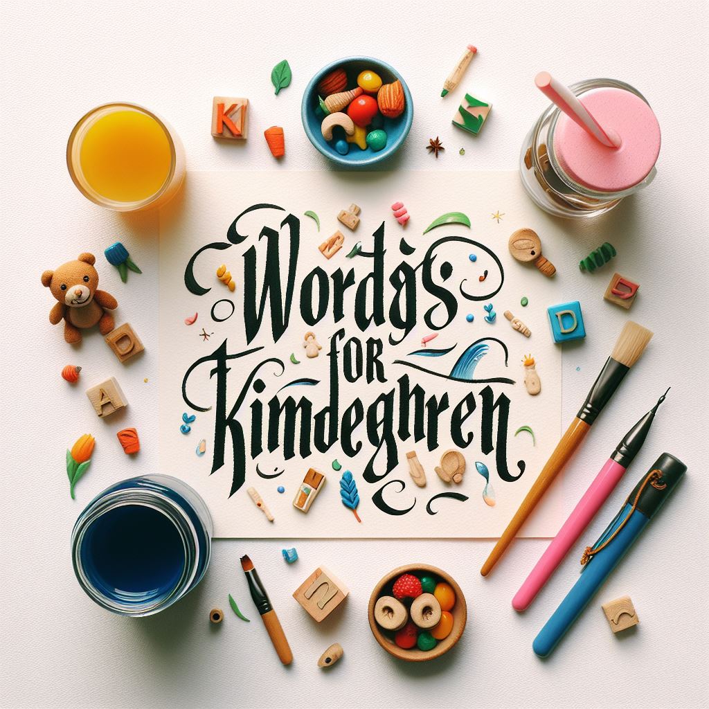 Beautifully painted 'Kindergarten' with paint brushes and alphabet letters around