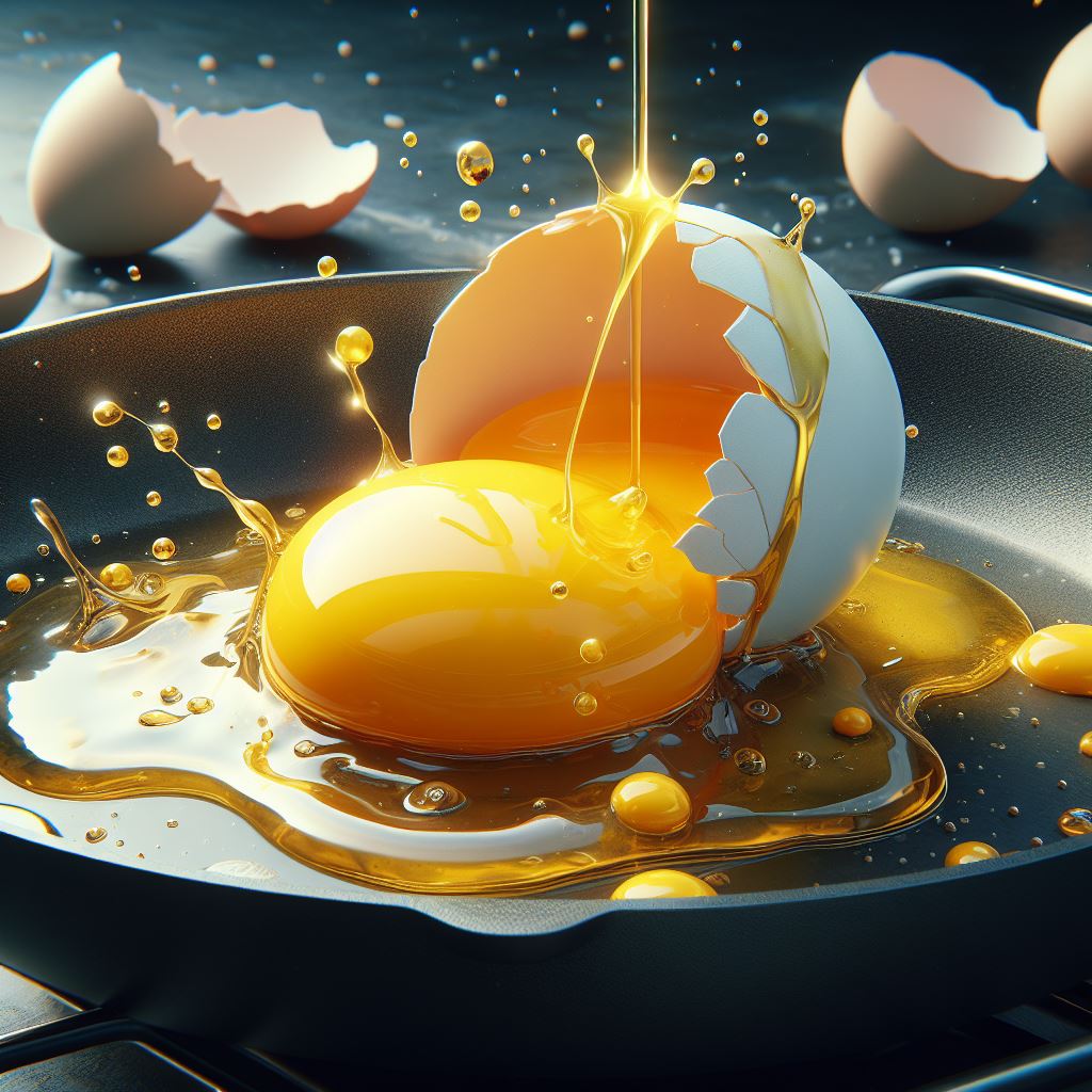 Open egg in a frying pan representing the vowel word 'eggs