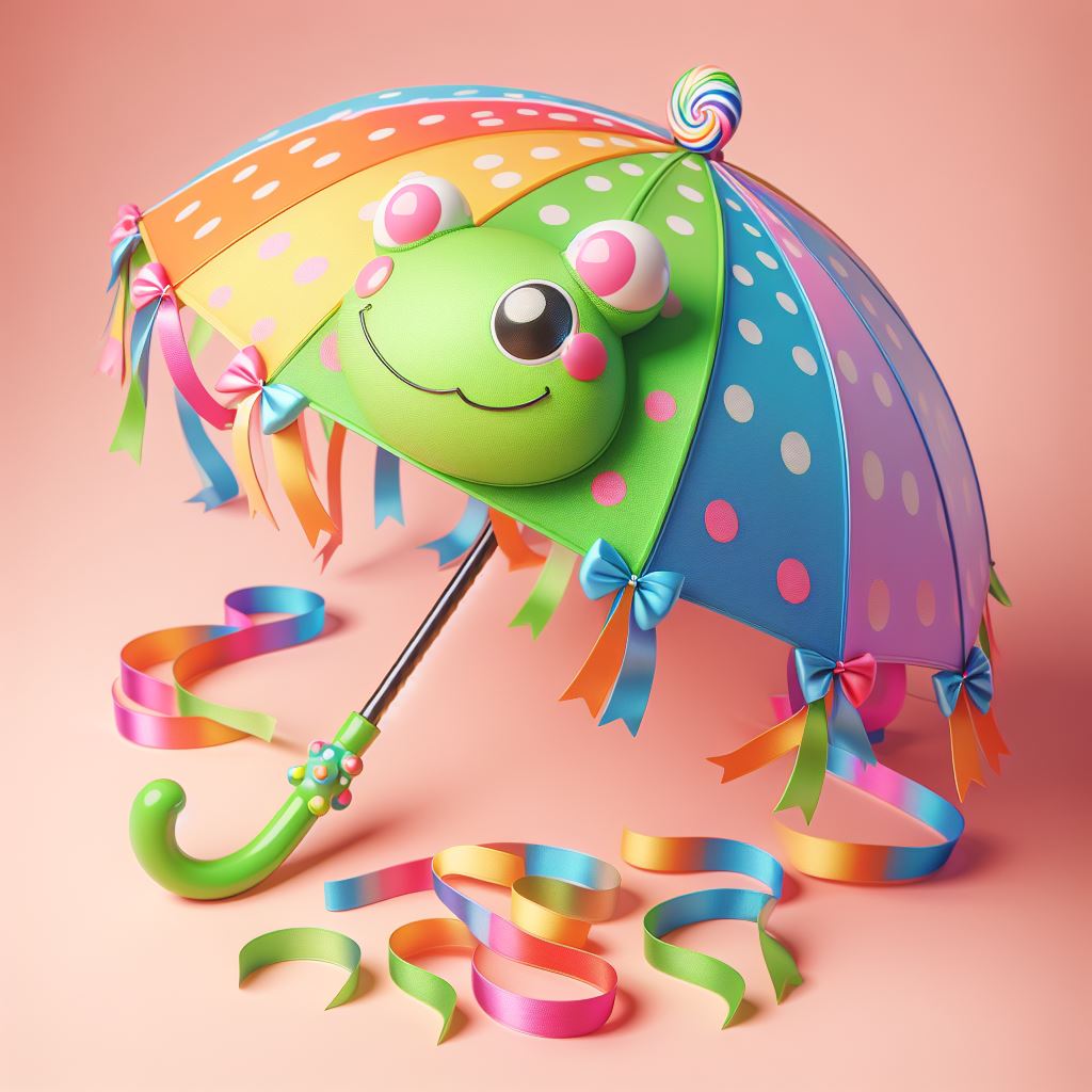 Cute, colorful umbrella illustrating the vowel word 'umbrella'